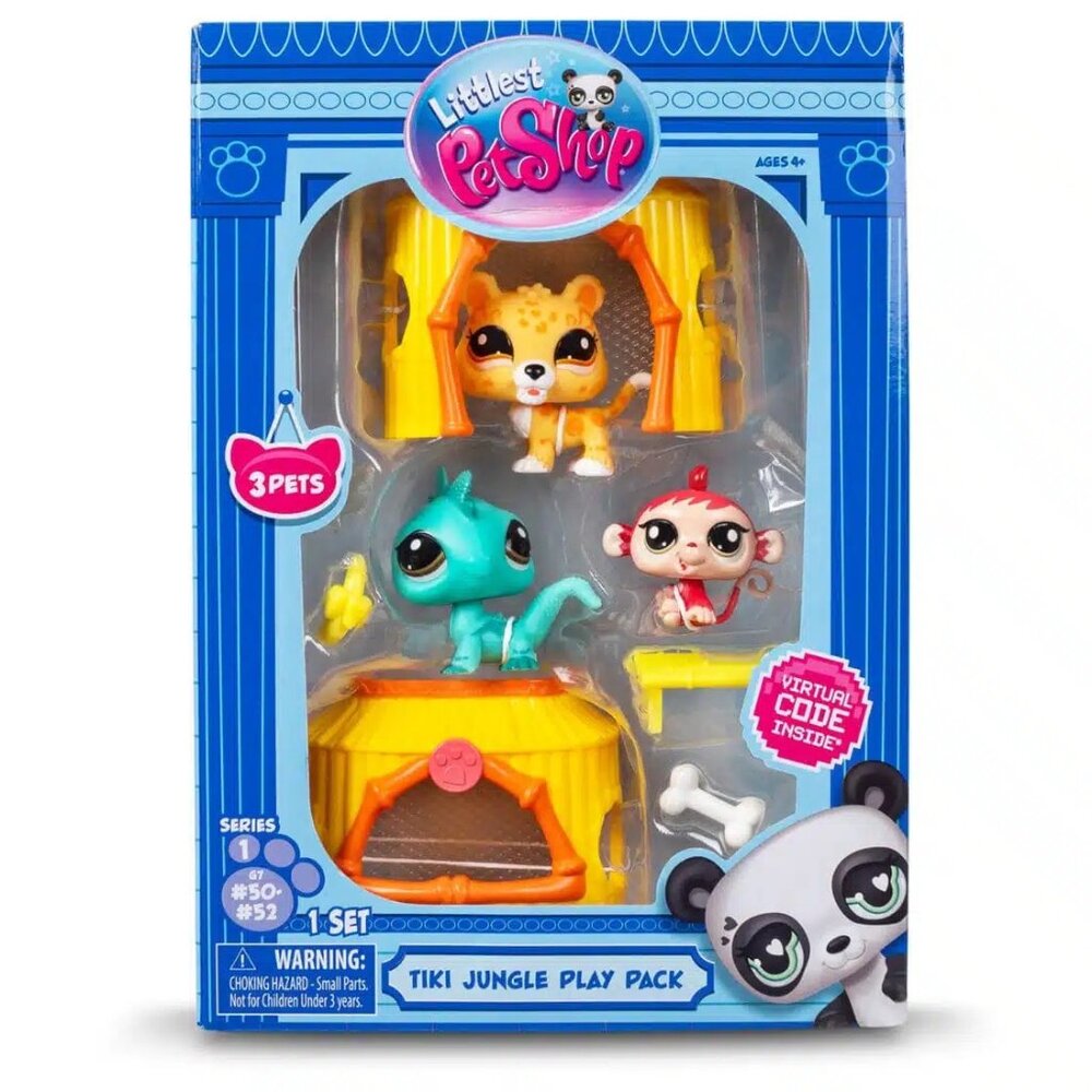 LPS Littlest Pet Shop: Tiki Jungle Play Pack #50 Monkey, #51 Tiger & #52 Iguana